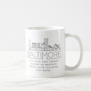 Mug Ligne Skyline Stylisée Baltimore   Slogan personn