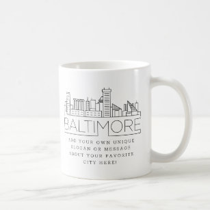 Mug Ligne Skyline Stylisée Baltimore   Slogan personna