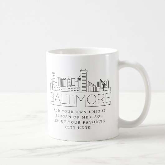 Mug Ligne Skyline Stylisée Baltimore | Slogan personna (Droite)