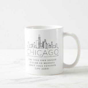 Mug Ligne Skyline stylisée Chicago   Slogan personnali