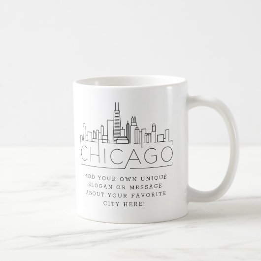Mug Ligne Skyline stylisée Chicago | Slogan personnali (Droite)