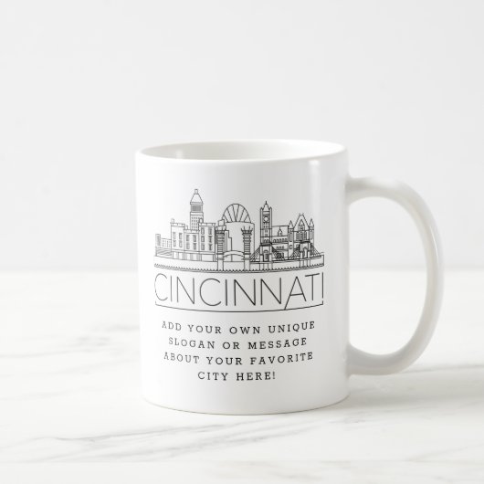 Mug Ligne Skyline Stylisée Cincinnati City | Slogan pe (Droite)