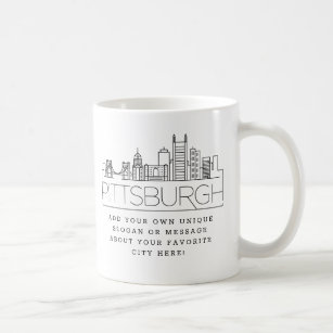 Mug Ligne Skyline Stylisée de Pittsburgh   Slogan pers