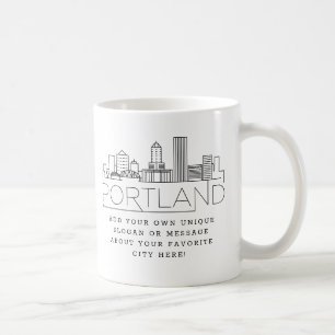 Mug Ligne Skyline stylisée Portland   Slogan personna
