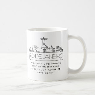 Mug Ligne Skyline Stylisée Rio Café Slogan Personnal