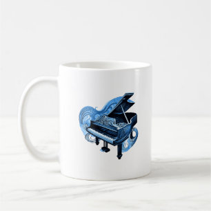 Mug Ligne stylisée Piano bleu Art