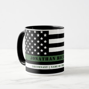 Mug Ligne verte mince personnalisée USA Drapeau Milita