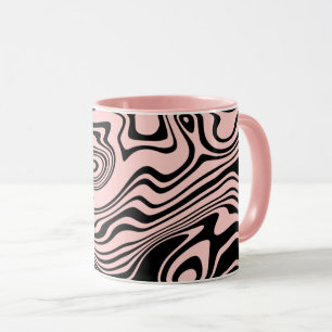 Mug Lignes Abstraites de couleur noire et crème - pers