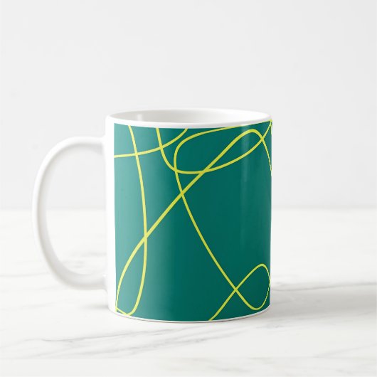 Mug Lignes Abstraites Jaunes sur un vert (Gauche)