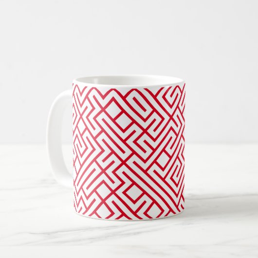Mug Lignes carrelées 10 IMPRIMER générative (rouge sur (Devant gauche)