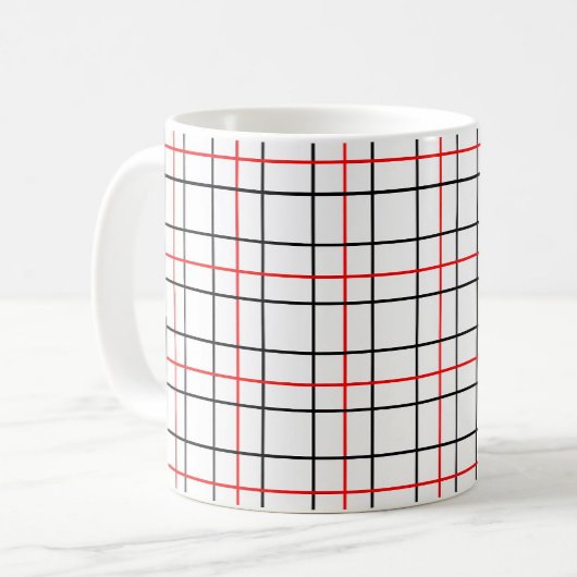 Mug Lignes de grille noire rouge Conception de plis