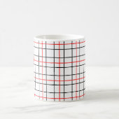 Mug Lignes de grille noire rouge Conception de plis (Centre)
