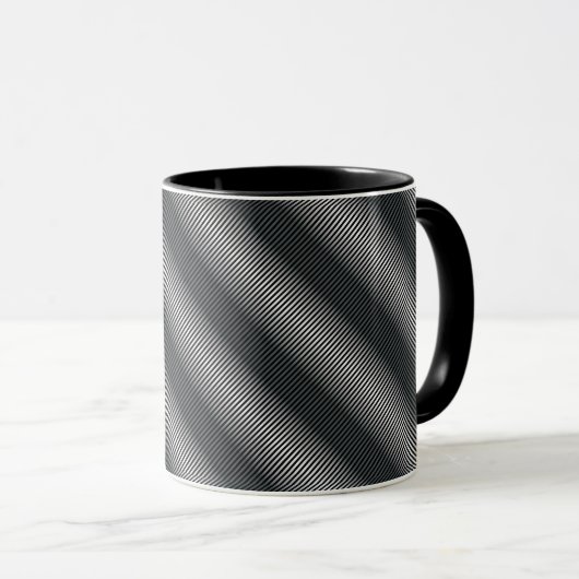 Mug Lignes de gris noir et blanc ultra minces (Devant droit)