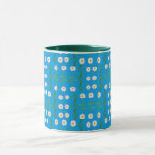 Mug Lignes de marguerites blanches sur Arrière - plan  (Centre)