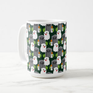 MUG LIGNES DE PIERRES EN HALLOWEEN GRAVE ET FLUX BLANC
