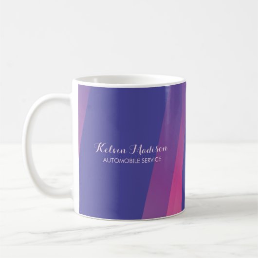 Mug Lignes diagonales roses bleues simples (Gauche)