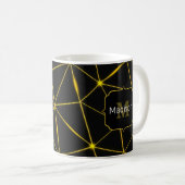 Mug Lignes d'or triangles noirs géométriques Monogramm (Devant droit)