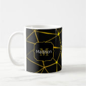 Mug Lignes d'or triangles noirs géométriques Monogramm (Gauche)