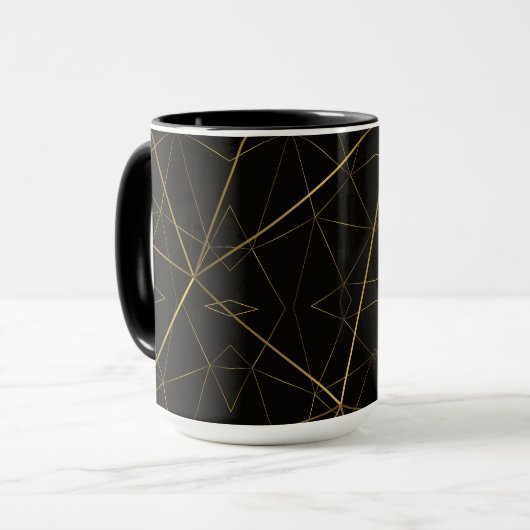 Mug Lignes Dorées Noir & Or (Devant gauche)