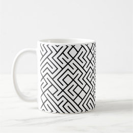 Mug Lignes en mosaïque génératives (Noir sur Blanc) Un