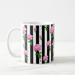 Mug Lignes Fleurs Roses Roses Roses Noires
