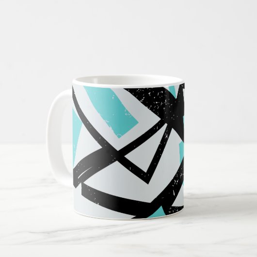 Mug Lignes géométriques abstraites noires avec rectang (Devant gauche)
