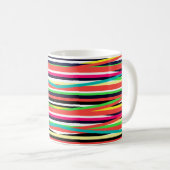 Mug Lignes géométriques colorées Bandes Multi (Devant droit)