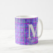 Mug Lignes modernes de grille violet et rose abstrait (Devant droit)