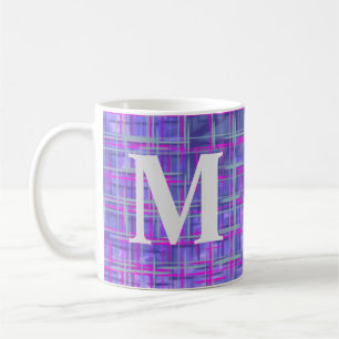 Mug Lignes modernes de grille violet et rose abstrait