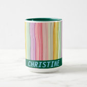 Mug Lignes ondulées larges en couleurs girly avec nom (Centre)