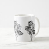 Mug Lignes pétales et heures de café (Devant droit)