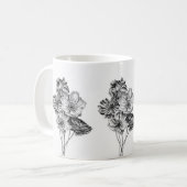 Mug Lignes pétales et heures de café (Devant gauche)