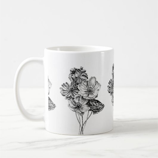 Mug Lignes pétales et heures de café (Gauche)