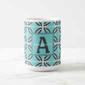 Mug Lignes torsadées en Mint et Gris, Nom et Monogramm (Centre)