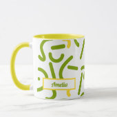 Mug Lignes Vertes Jaunes Abstraites (Gauche)