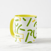 Mug Lignes Vertes Jaunes Abstraites (Devant gauche)