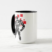 Mug Ligue de Justice | Cyborg Digital Noir Pop Art (Devant gauche)