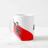 Mug Ligue de Justice | Superman Flying Noir Pop Art (Devant gauche)