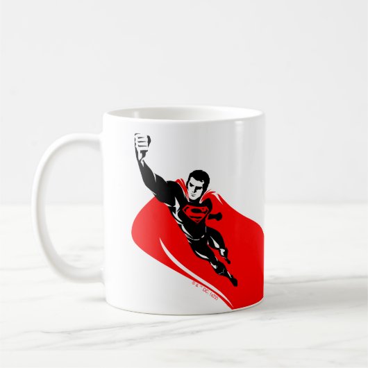 Mug Ligue de Justice | Superman Flying Noir Pop Art (Gauche)