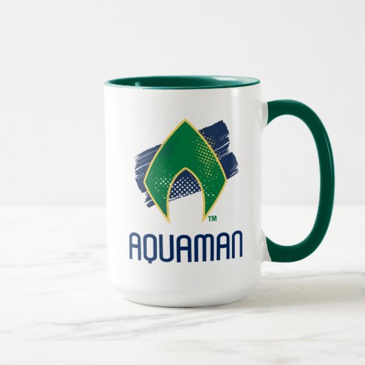 Mug Ligue de Justice | Symbole Aquaman à demi-teintes  (Droite)