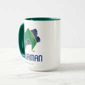 Mug Ligue de Justice | Symbole Aquaman à demi-teintes  (Devant gauche)