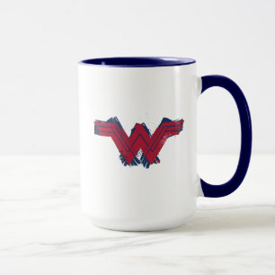Mug Ligue de Justice   Symbole de femme Wonder brossé