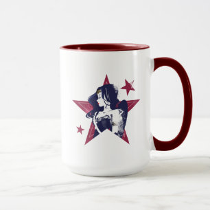 Mug Ligue de Justice   Wonder Woman & Stars Pop Art