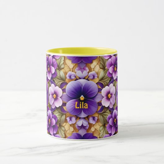 Mug LILA ~ PANSIERS ~ Nuances violettes ~ (Centre)
