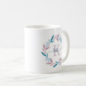 Mug Lilac Aquarelle Florale Wreath Monogramme (Devant droit)
