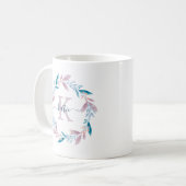 Mug Lilac Aquarelle Florale Wreath Monogramme (Devant gauche)