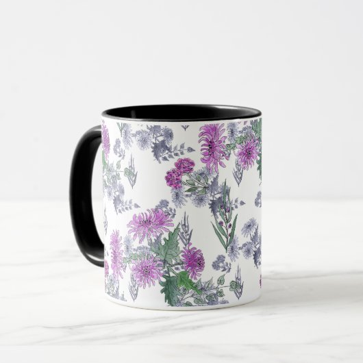 Mug Lilac chrysanthemum , watercolor (Devant gauche)