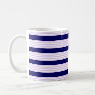 Mug Lilac et rayures blanches motif avec bleu marine