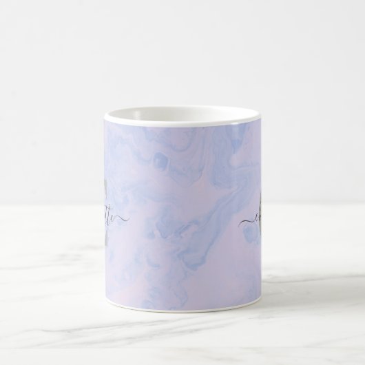 Mug Lilac Lavender Marbre Élégant Nom du monogramme (Centre)