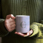 Mug Lilac Lavender Marbre Élégant Nom du monogramme<br><div class="desc">Lavande Lavande Personnalisée Marbre Élégant Monogramme Nom Café Mug</div>